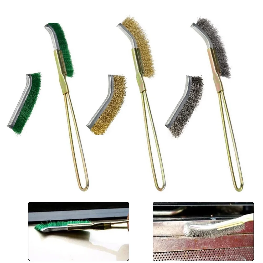 Эффективный мини-набор проволочных щеток для очистки, удаления ржавчины и полировки, латунные нейлоновые и стальные щетки с удобными ручками