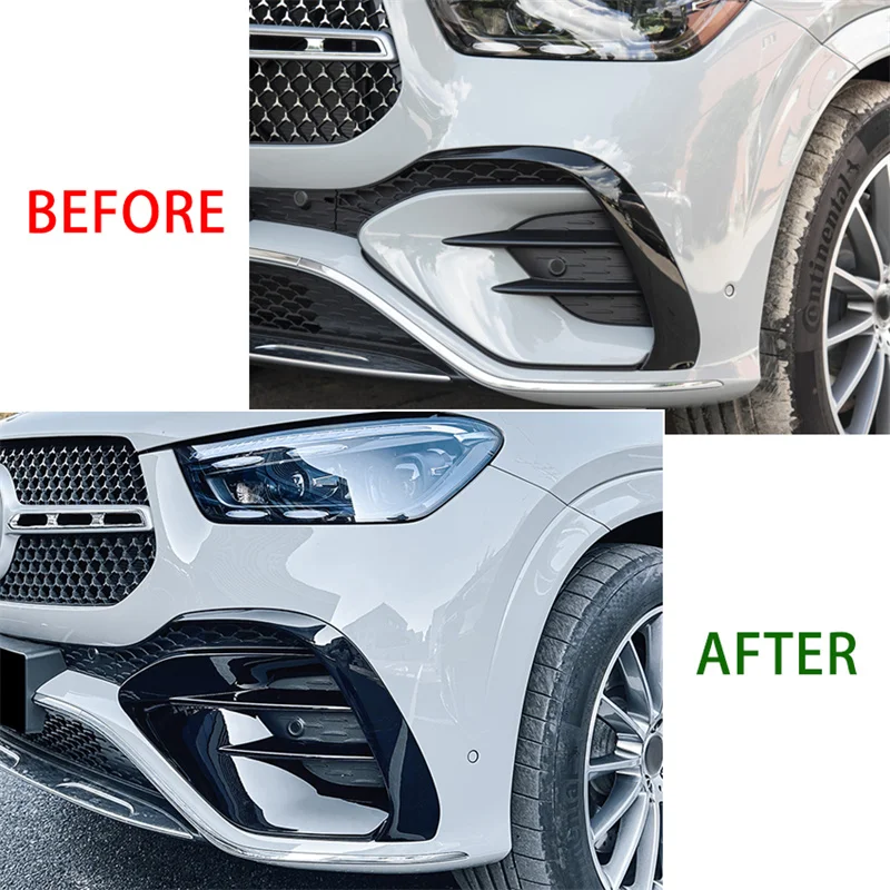 Gloss Black For Mercedes Benz GLE class W167 C167 2024+GLE450 GLE53 AMG Front Bumper Fog Lamp Grille Cover Frame Body Kits