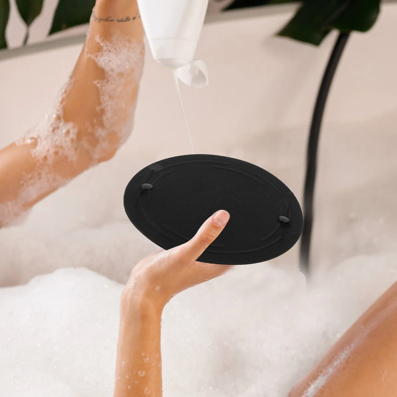 Upgraded Black Round Back Scrubber with Rivets Exfoliating Body Wash Towel for Home Bath Deep Dead Skin Removal Shower Back