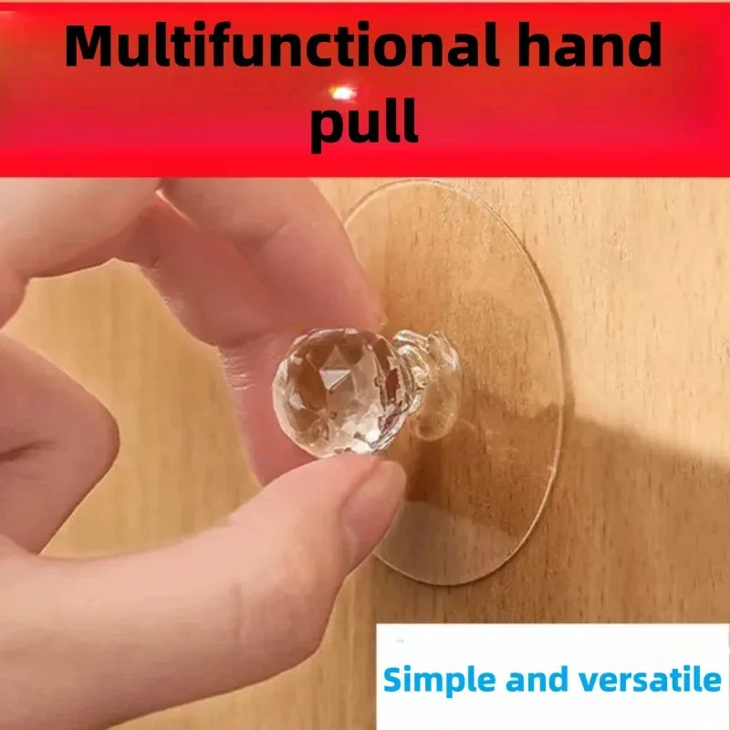‌Transparent Crystal Door Drawer Knobs with Hook 10/20PCS – Self-Adhesive Handles for Home Decor and Improvement‌