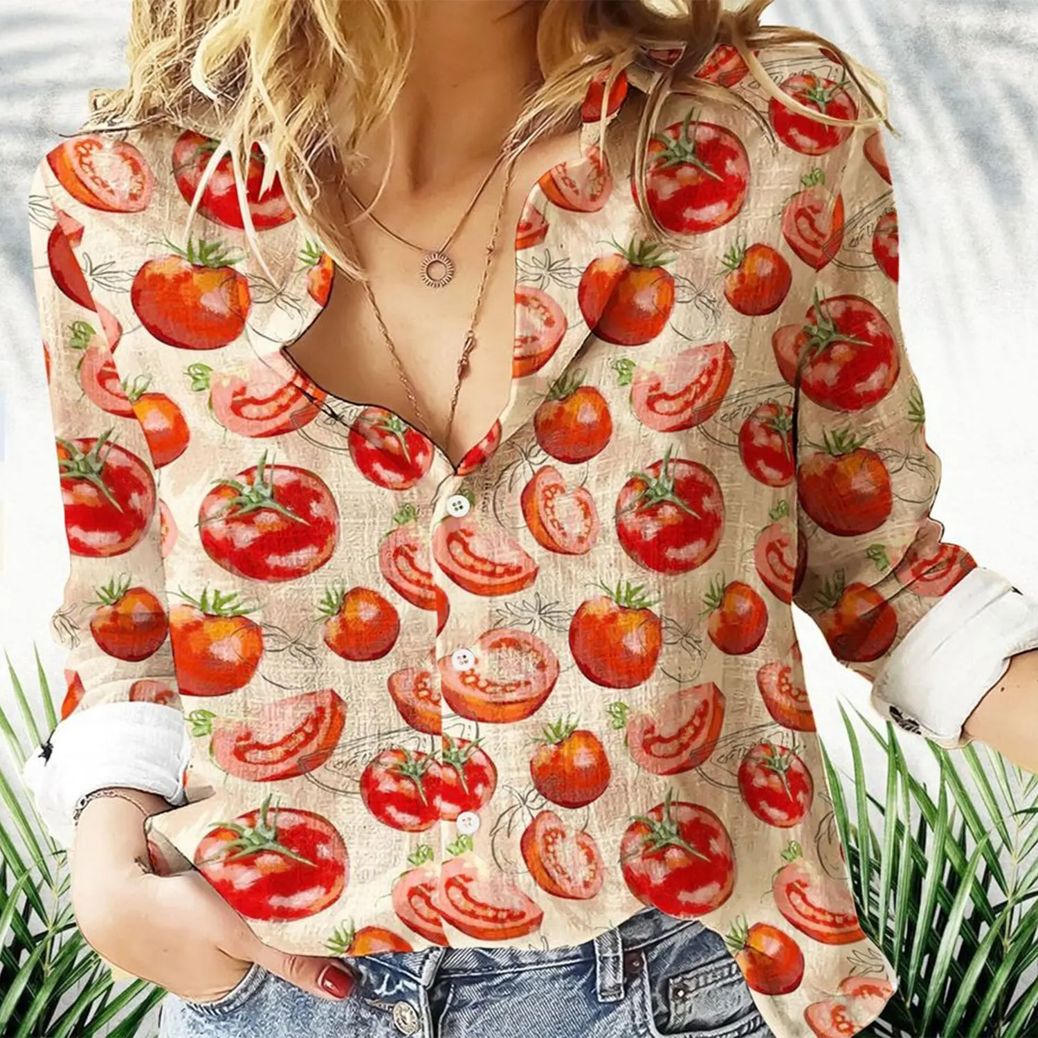 

Fashion 2024 New Women's Long Sleeve Shirts 3d Floral Print Linen Single-Breasted Button-Up Blouse Elegant Loose Lapel Shirts