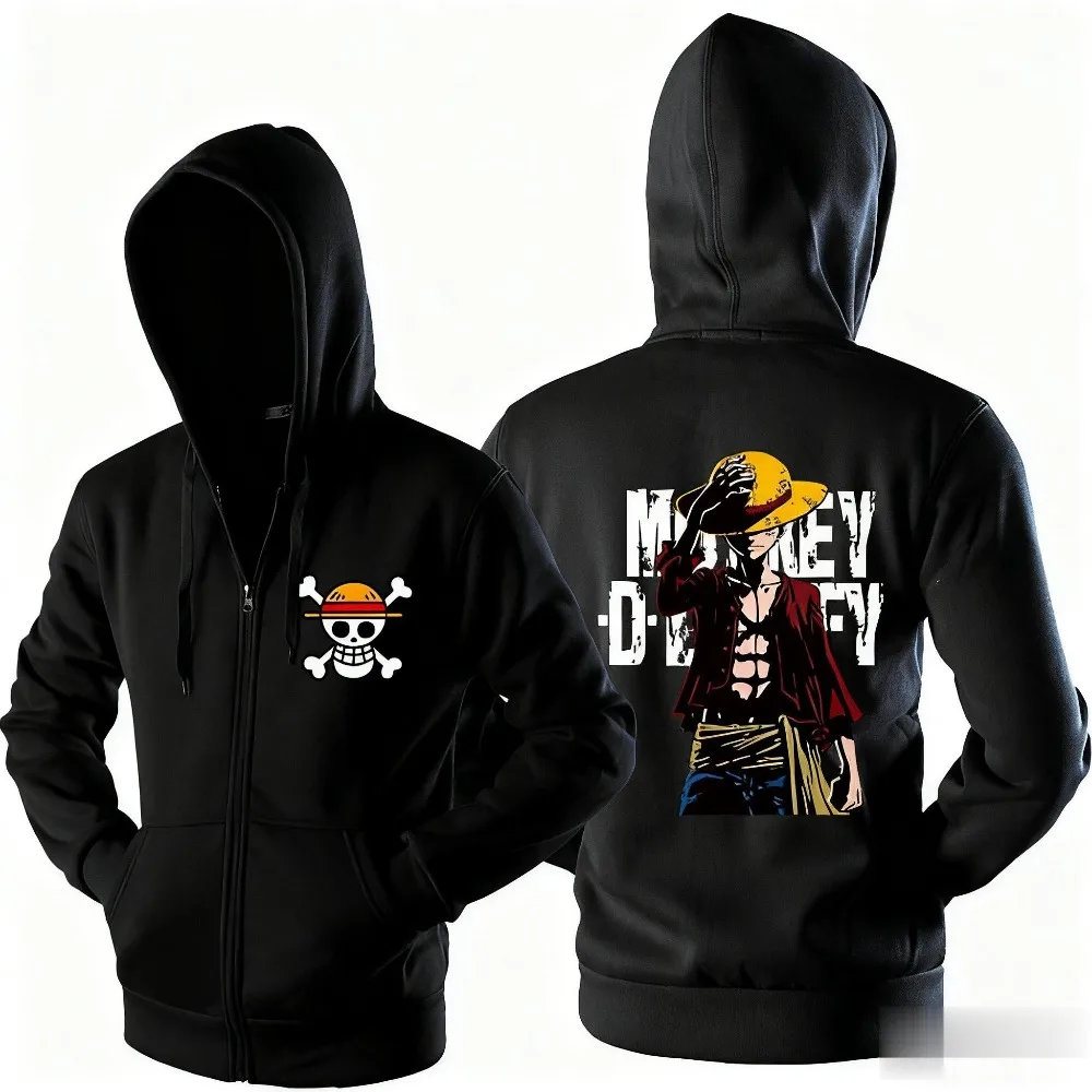Neue Übergroße Anime One Piece Luffy Zipper Mit Kapuze Jacke Männer Frauen Sweatshirt Streetwear Cartoon Print Casual Langarm Top