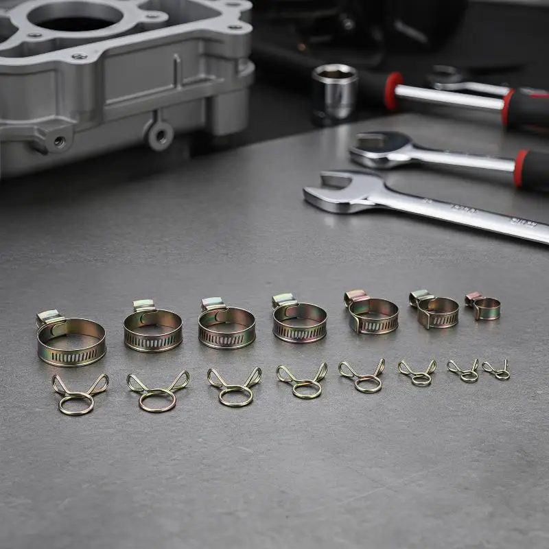 Metal Spring Clamp Set 5-14mm 100/120/310Pcs Tool Free Installation for Fuel Water Air Lines Hose Pipe Quick Repairs