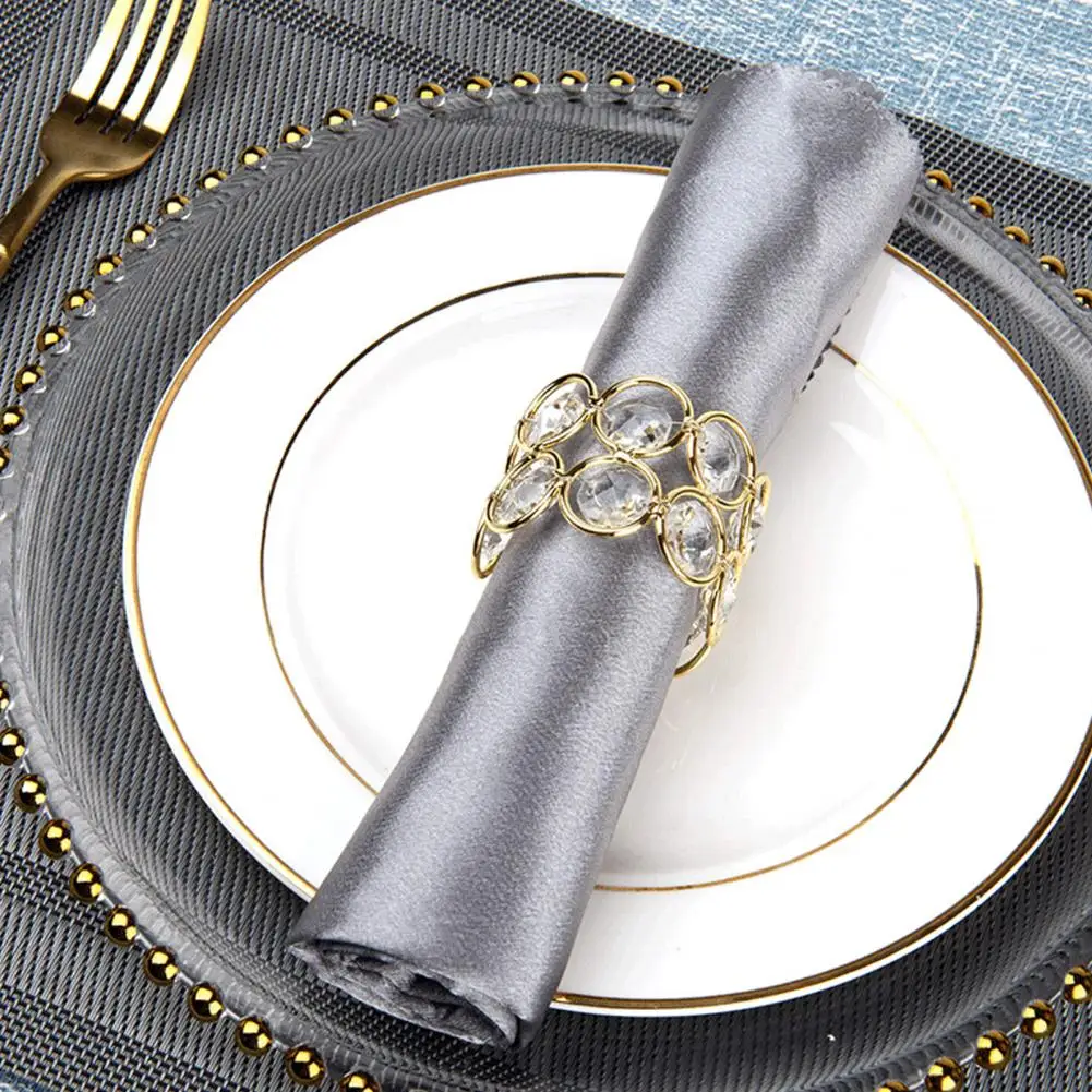 

Napkin Ring Kit Faux Bead Napkin Ring Elegant Metal Beads Napkin Rings Set of 6 Shiny Table Decoration for Dinner Wedding Party