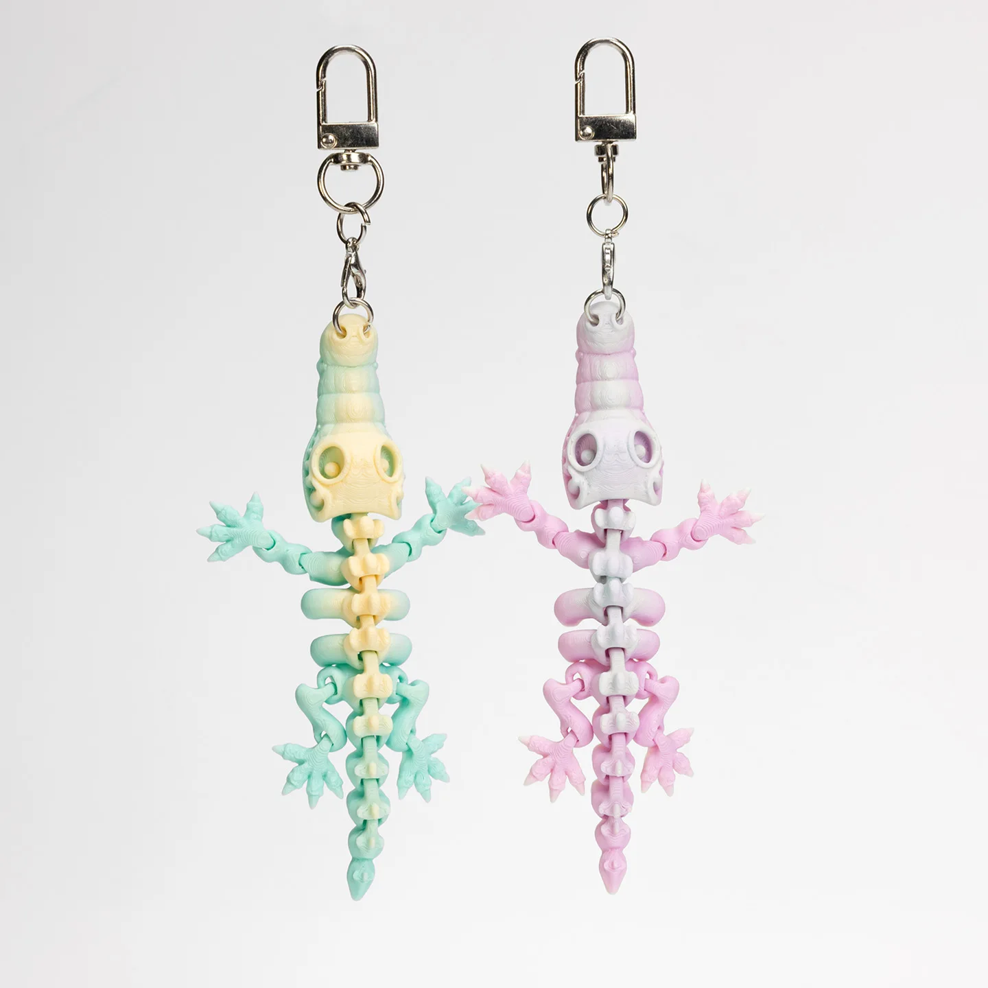 3D Printed Crocodile Keyring Joints Movable Simulation Skeleton Design Crocodile Pendant Creative Backpack Keyring Cute Gifts