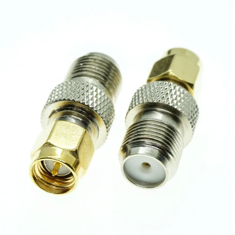 2Pcs SMA Male To F Type TV Male Female Connector RPSMA To F Plug Jack Adapter kit RF Coaxial Coax wire Connector Copper