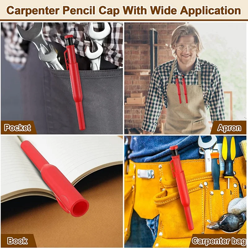 2 Pack Solid Carpenter Pencils , Scribe Tool With Built-In Sharpener For Construction Woodworking Architect