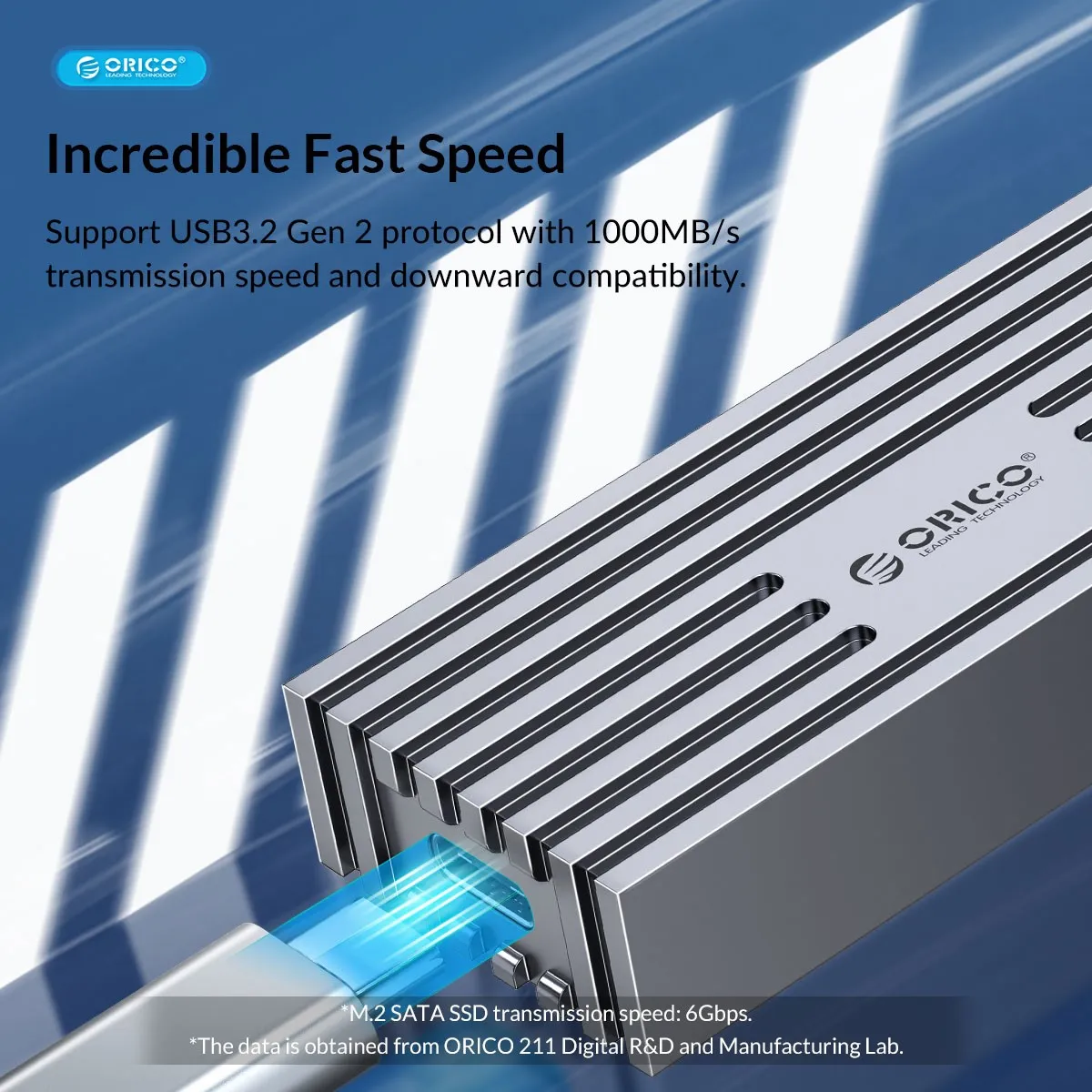 ORICO Upgraded Aluminum Alloy M2 NVMe SSD Enclosure 10Gbps PCIe Type C M.2 SSD Case M Key Solid State Drive Case Support UASP