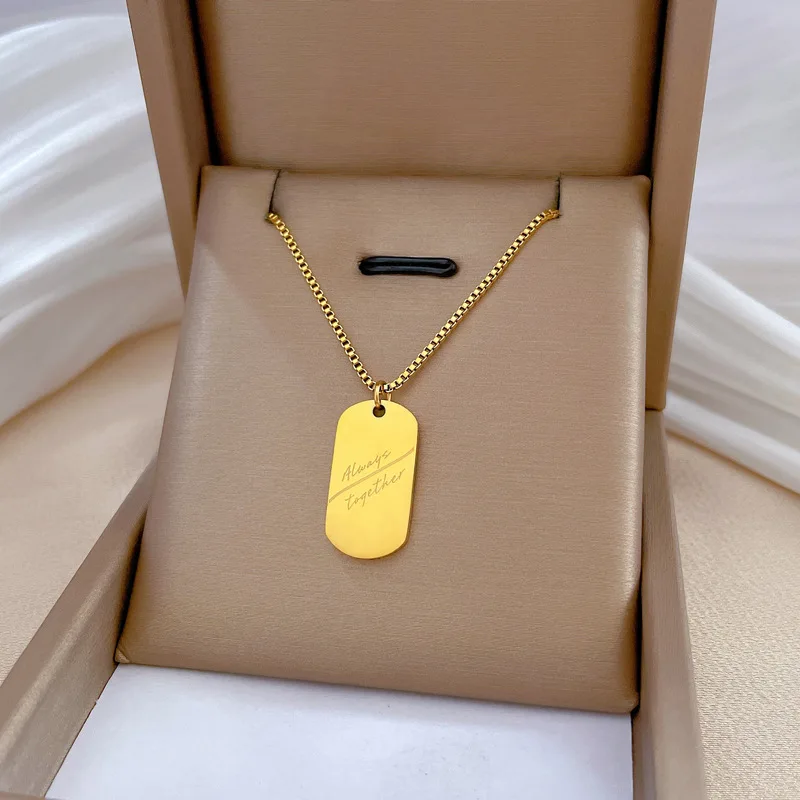 OIMG 316L Stainless Steel Gold Silver Color Fashion Simple Heart Geometric Pendant Necklace For Women Girls No Fading Jewelry
