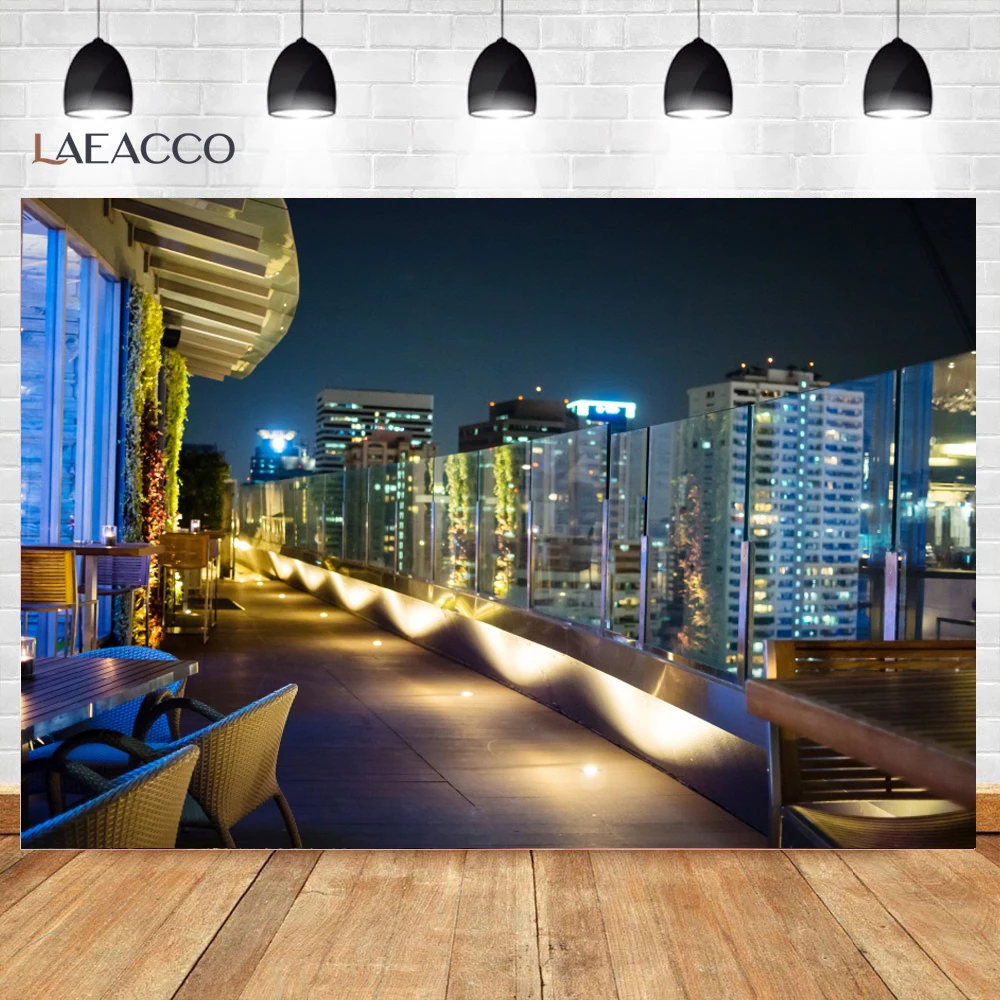 Laeacco Night City View Room รอบมุมห้องนั่งเล่นที่ทันสมัยภายใน Scenic การถ่ายภาพพื้นหลังฉากหลังฉากหลังสตูดิโอถ่ายภาพ