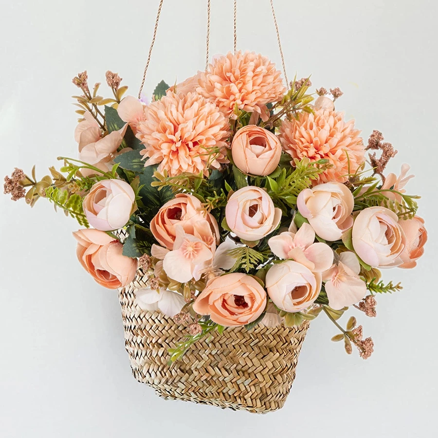 

Artificial Flowers Tea Rose Buds Bouquet Diy Box Vase Room Home TableDecor Festival Garland Wedding Silk Hydrangea Fake Diy Gift