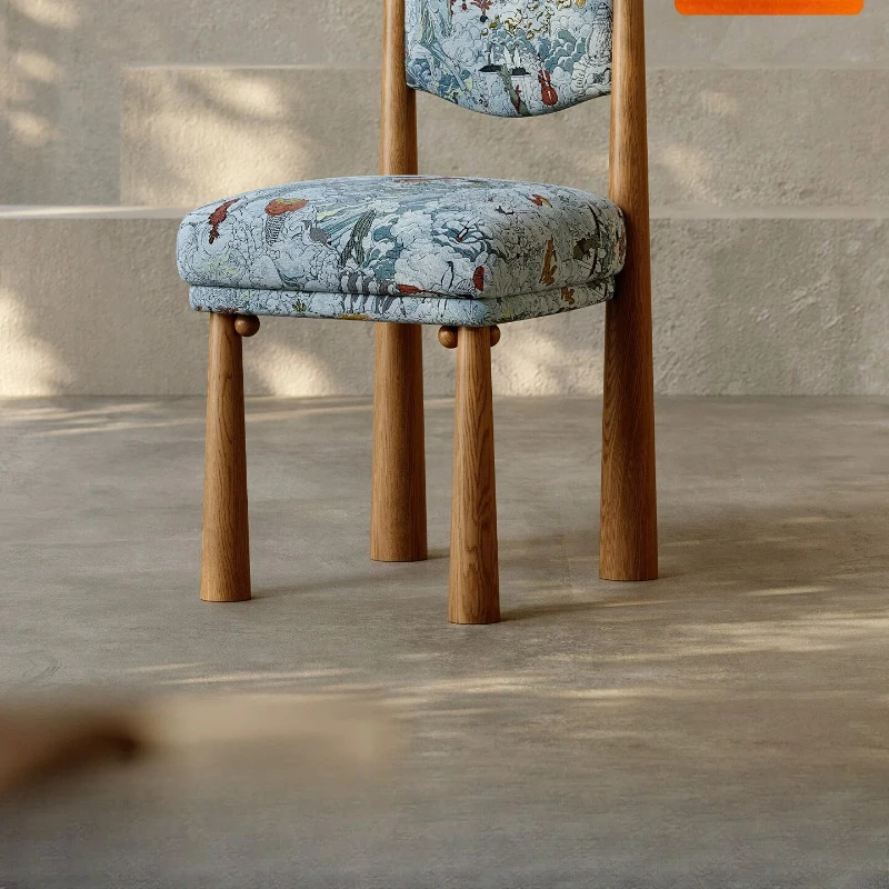 Solid wood dining chair, French designer antique back chair