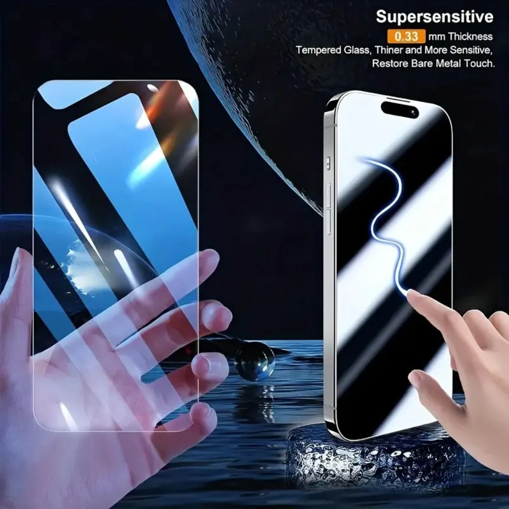 2 قطعة غطاء كامل الزجاج المقسى حامي الشاشة آيفون 17 16 15 14 13 12 11 برو ماكس برو 16E 7 8Plus XR XS 9H صلابة الزجاج