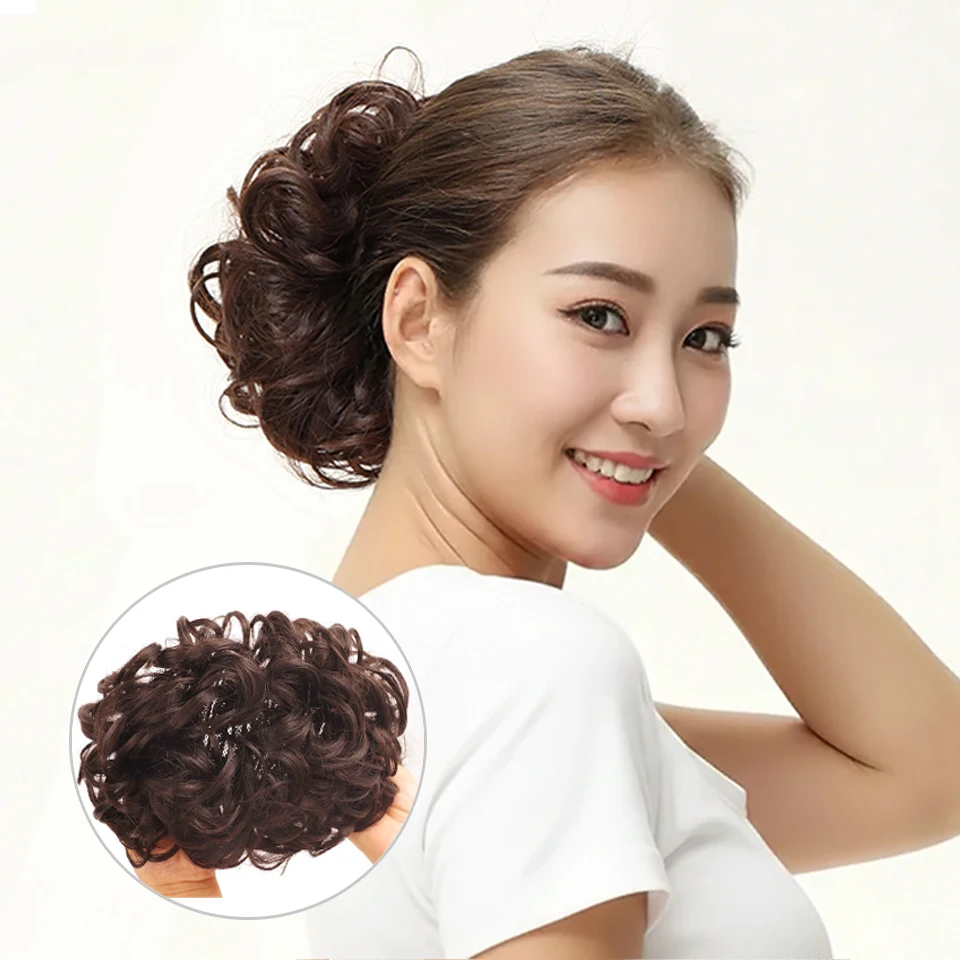 

Synthetic Messy Hair Bun Short Curly Ponytail Extension - Elastic Drawstring Loose Hair Bun Pieces For Women With Thinning Hair