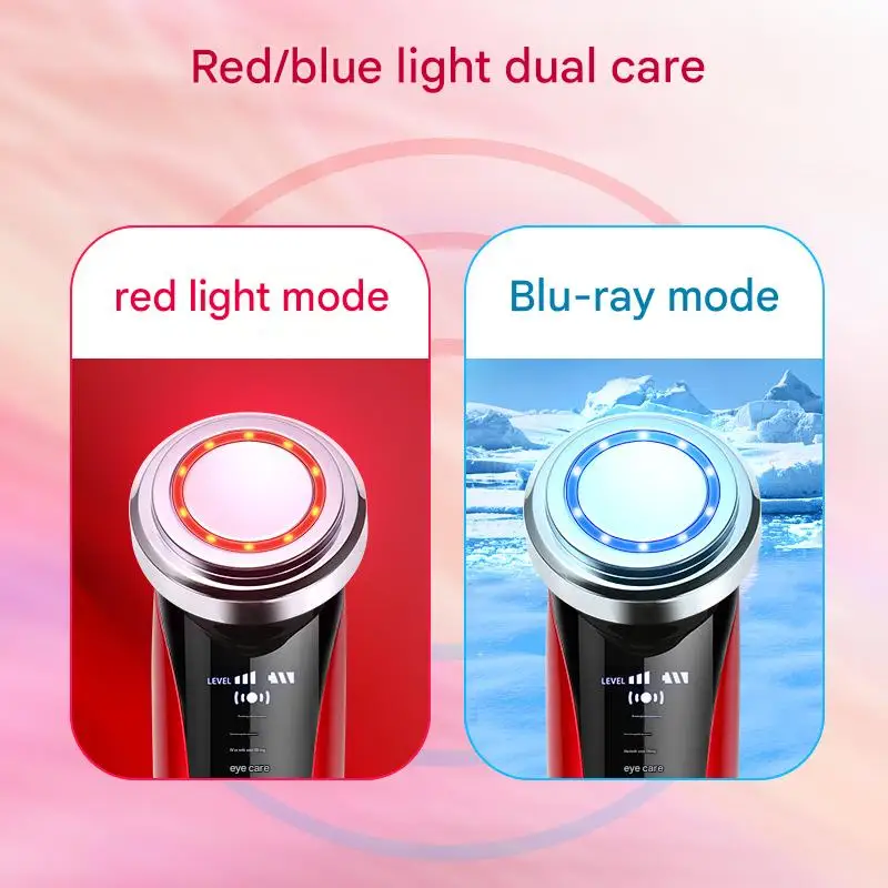 جهاز تجميل الوجه بالضوء الأحمر والأزرق لرفع الوجه EMS جهاز تدليك العين المكركرنت وجهاز التسريب #4