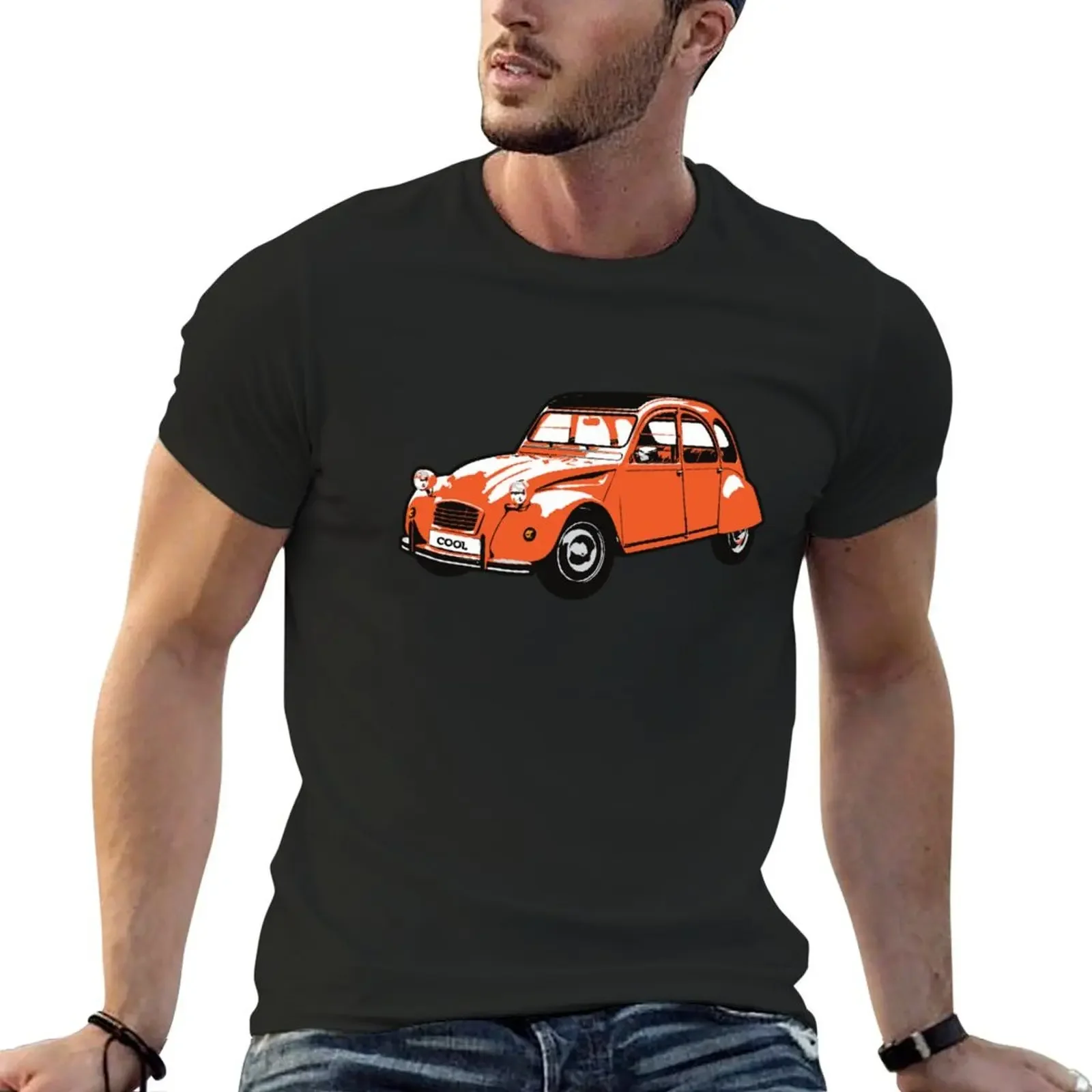 

Orenge Classic French Car T-Shirt korean fashion blanks sublime heavyweight t shirts for men