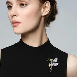 Elegant Ballet Dancer Brooches Luxury Zircon Butterfly Fairy Brooches Pin With Angel Wings Wedding Party Jewelry Gift For Girls