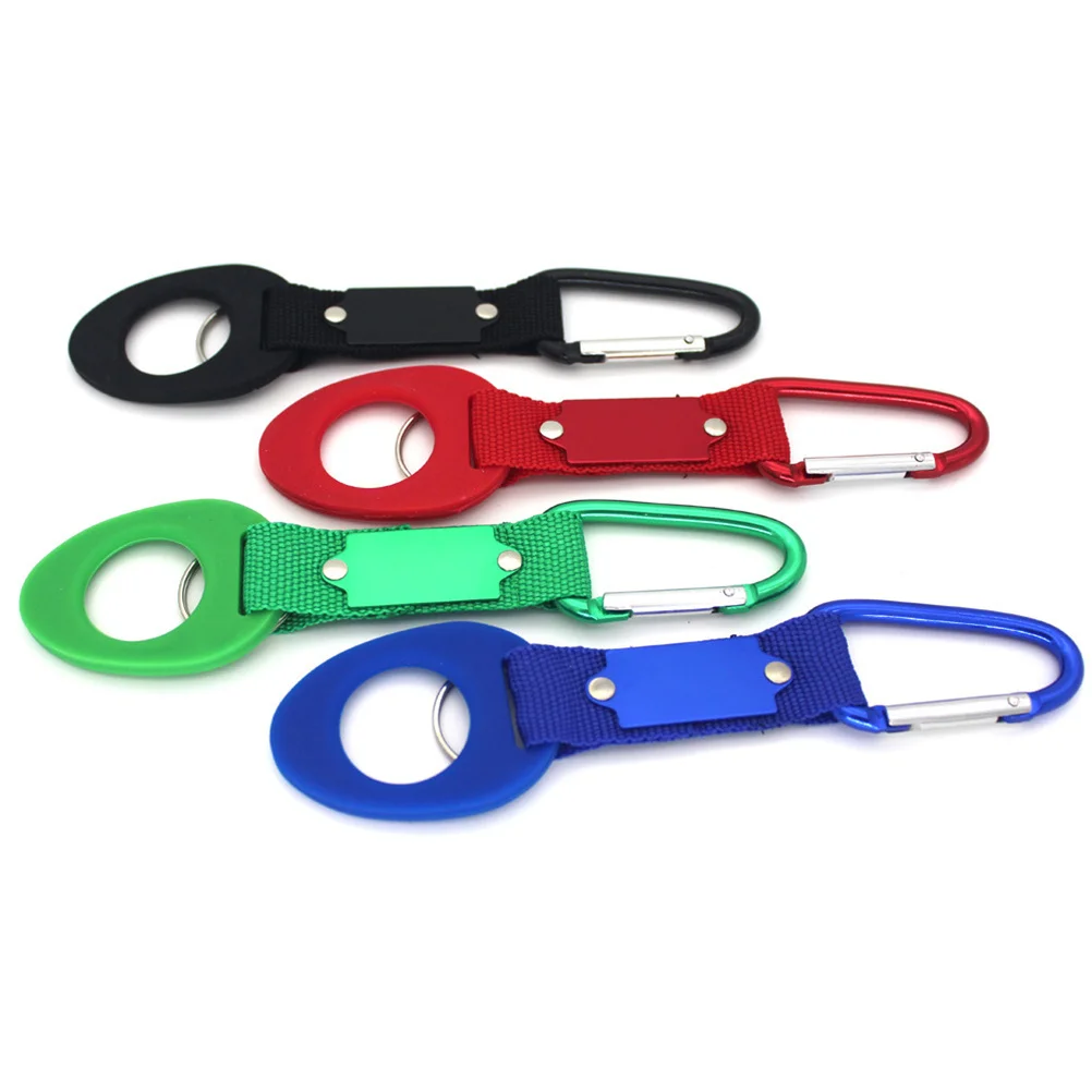 

4pcs Water Bottle Hook Ring Aluminum Nylon Strap Key Ring Drink Holder Buckle For Outdoor Camping Hiking Traveling Fishing