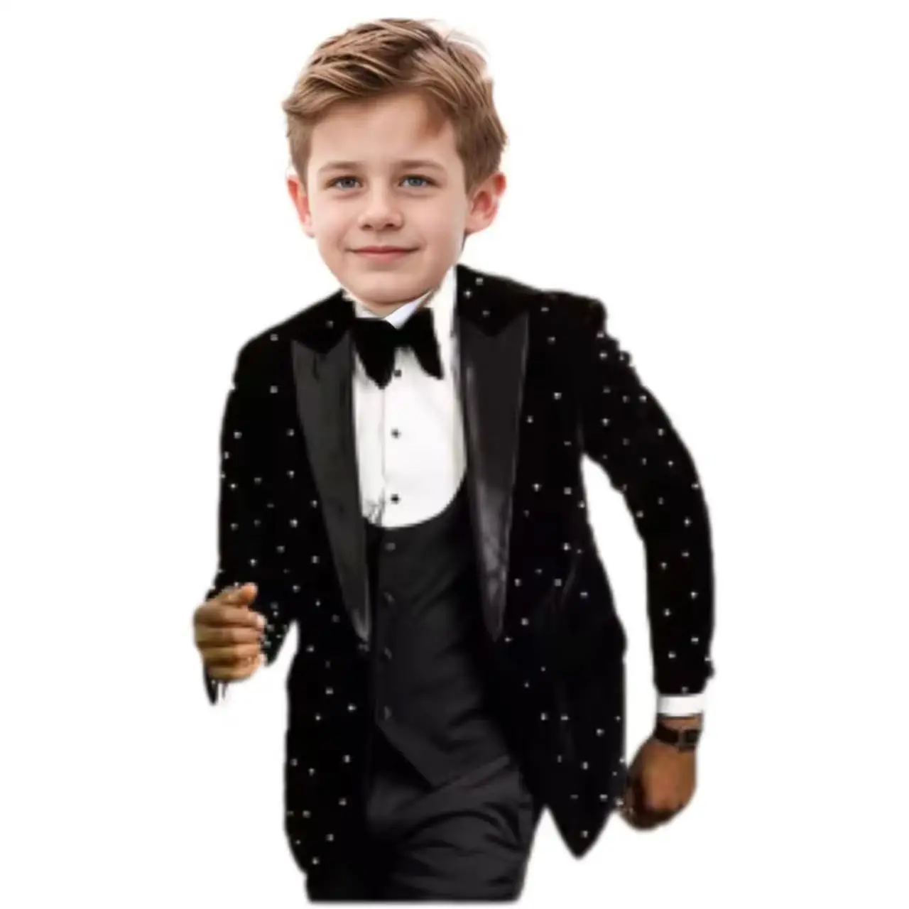 

Handsome Boy Suit Three piece Set Suit Pants And Waistcoat Single Buckle Galaxy Children Piano Performance Evening Dresses