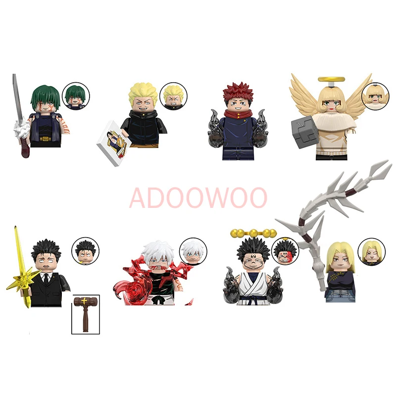 

Cartoon Anime Jujutsu Building Blocks Kaisen Gojo Satoru Itadori Yuji Fushiguro Megumi Okkostu Yuta Mini Doll Children's Toy