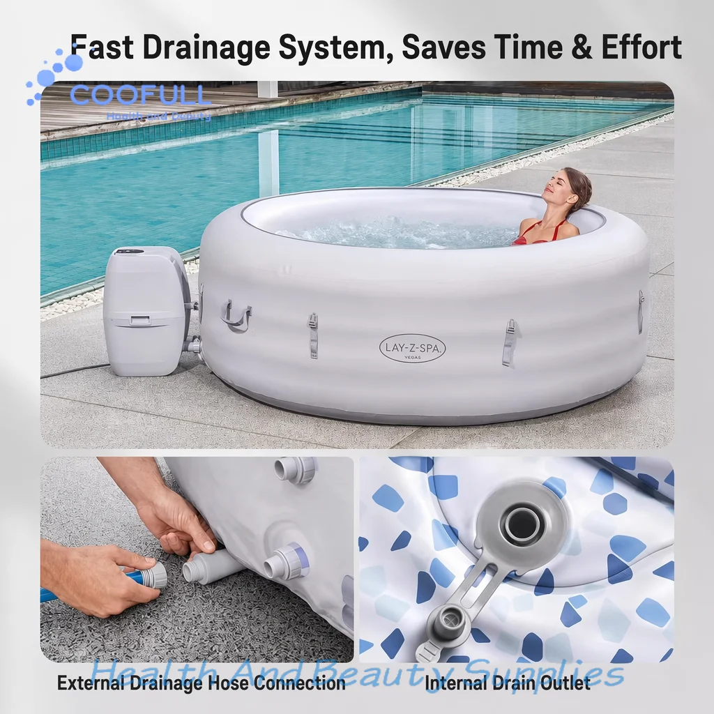 Coofull Fitness Premium Double Inflatable Bathtub Spa with Constant Temperature Heating, Jet Massage, and 806L Water Capacity