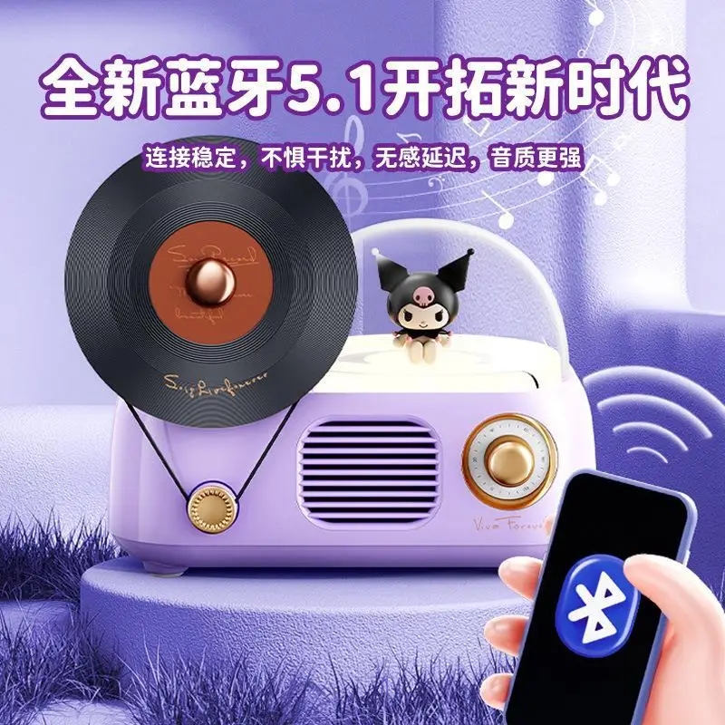 

Cute Sanrios Kuromi Cinnamoroll Bluetooth Sound Box Good-Looking Ornament Retro Sound Box Entertainment Fashion Festival Gift