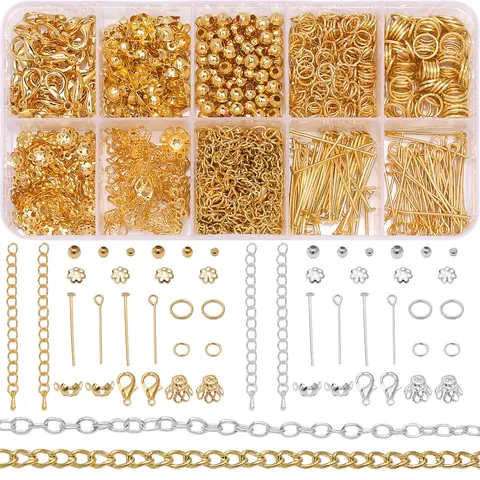 Best-Selling 10-Grid Alloy Stainless Steel Chain Kit - Jewelry Making Materials for Bracelets Earrings Accessories Approx 820pcs