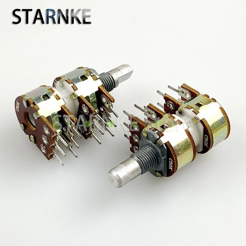 1PCS 16 Type C50K 4 Link C50K*4 Amplifier 4 Channel Volume Adjustment Potentiometer With 40 Points Step 12-Pin Shaft Length 15mm