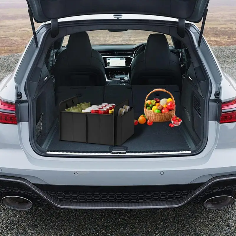 Car Trunk Organizer Car Trunk Storage Box Sturdy Auto Storage Bag With Handle Large CollapsibleOrganizer Bag Auto Seat Organizer