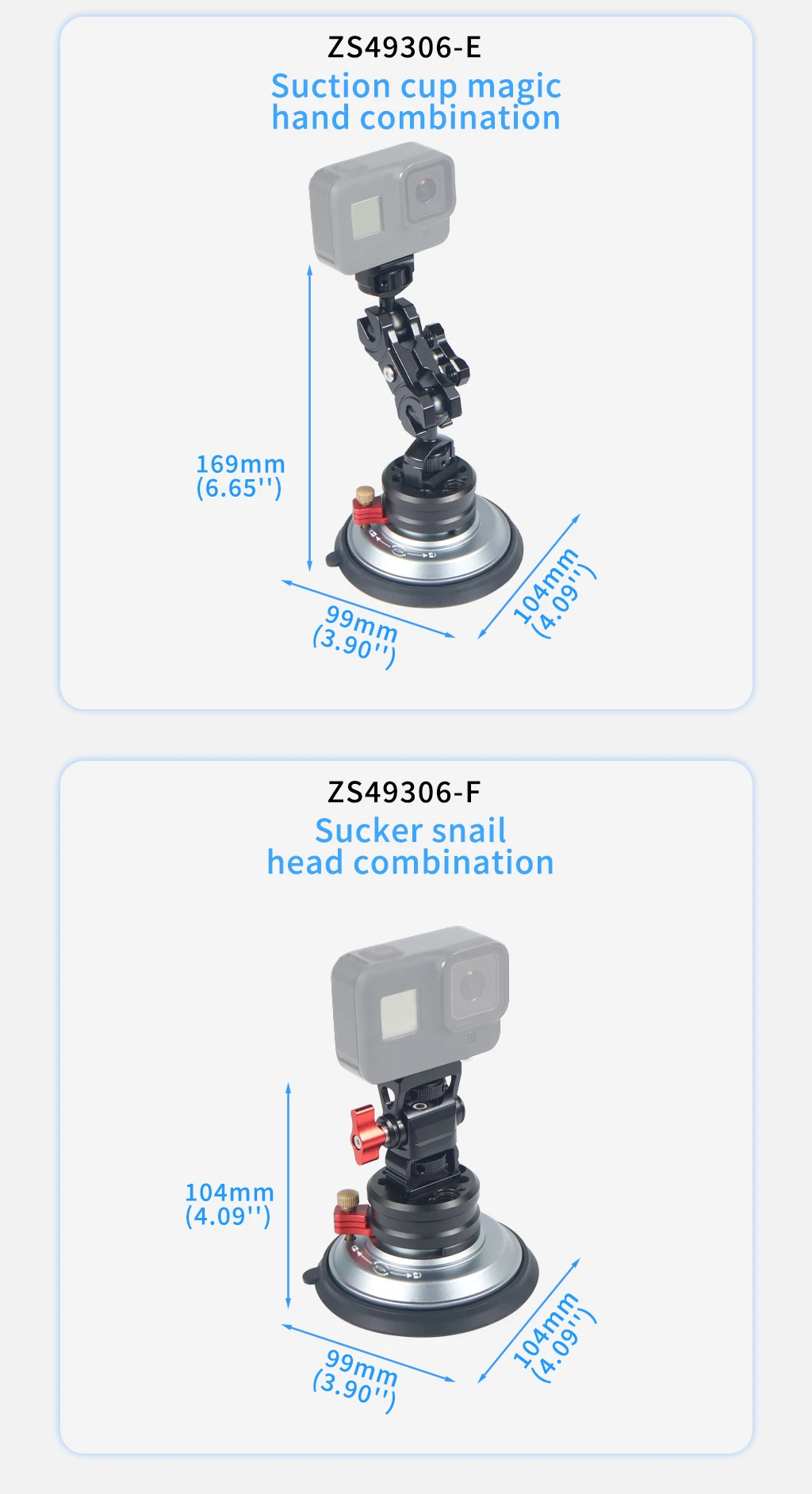 Neue 4-Zoll-Auto-Saugnapf-Montagebasis 1/4 Zoll 3/8 Zoll ARRI Action-Kamera Handpumpe Vakuum-Saugnapf für GoPro Insta360 Heavy-Duty – Detail 11