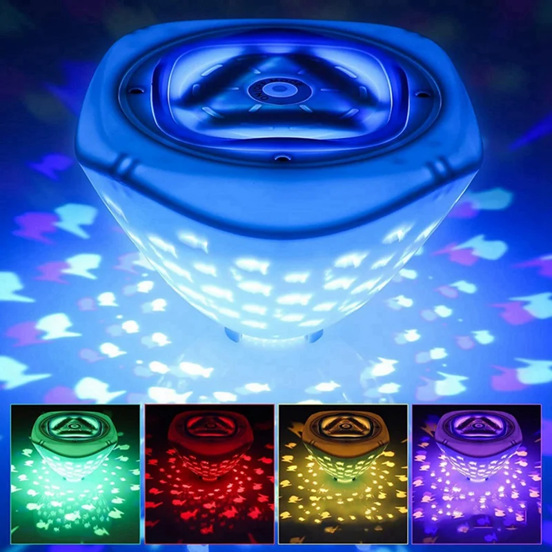 Lampu disko bawah air motif ikan lampu proyektor air mancur lampu warna dioperasikan baterai untuk lampu Pesta Kolam disko