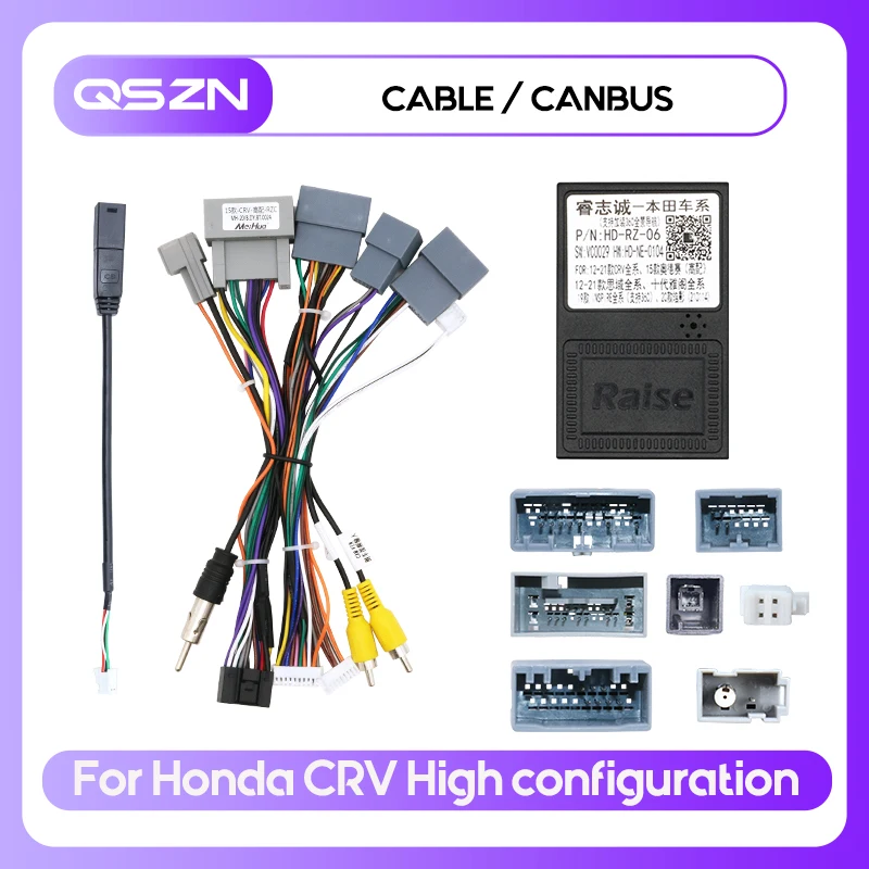 Android canbus box HD-RZ-06 adaptador para honda crv alta configuração wirng arnês cabo rádio do carro