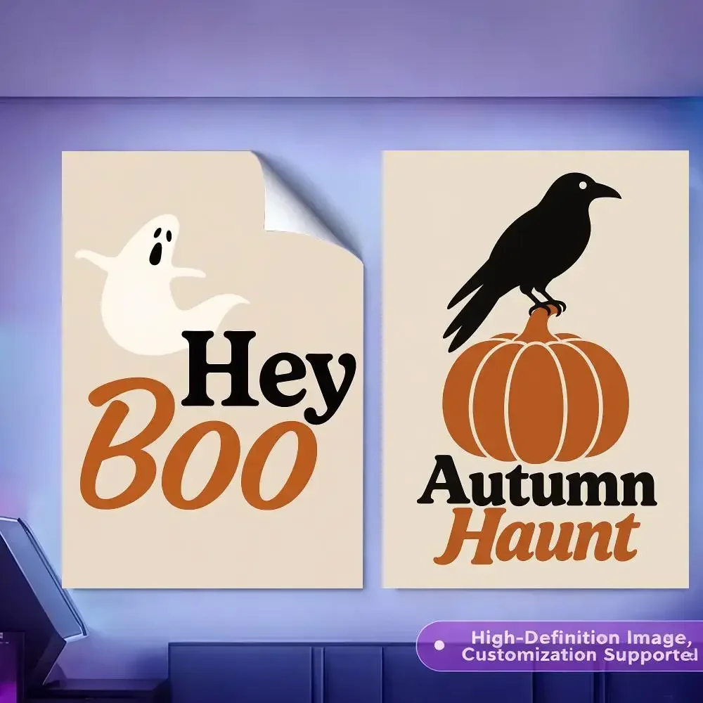 Retro Text Slogan Halloween Painting Calligraphy HD Canvas Poster Crease Free Waterproof All Space Wall Decor