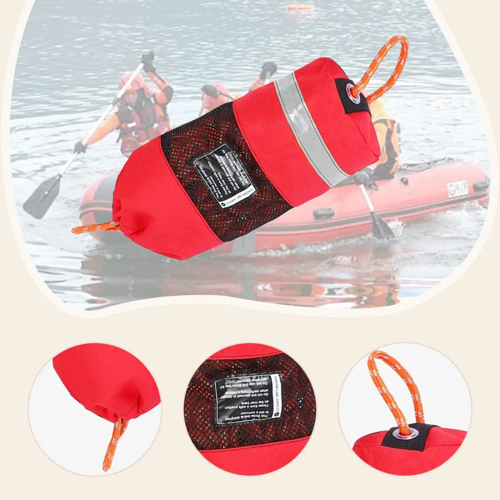 حقيبة رمي المياه حبل الماء رمي جهاز إنقاذ الحياة حبل عائم للسباحة الإبحار التجديف القوارب زورق مزدهر