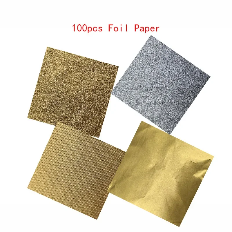 HOT selling 100pcs Art Craft Paper Imitation Gold Sliver Copper Leaf Leaves Sheets Foil Paper for Gilding DIY Craft Decoration