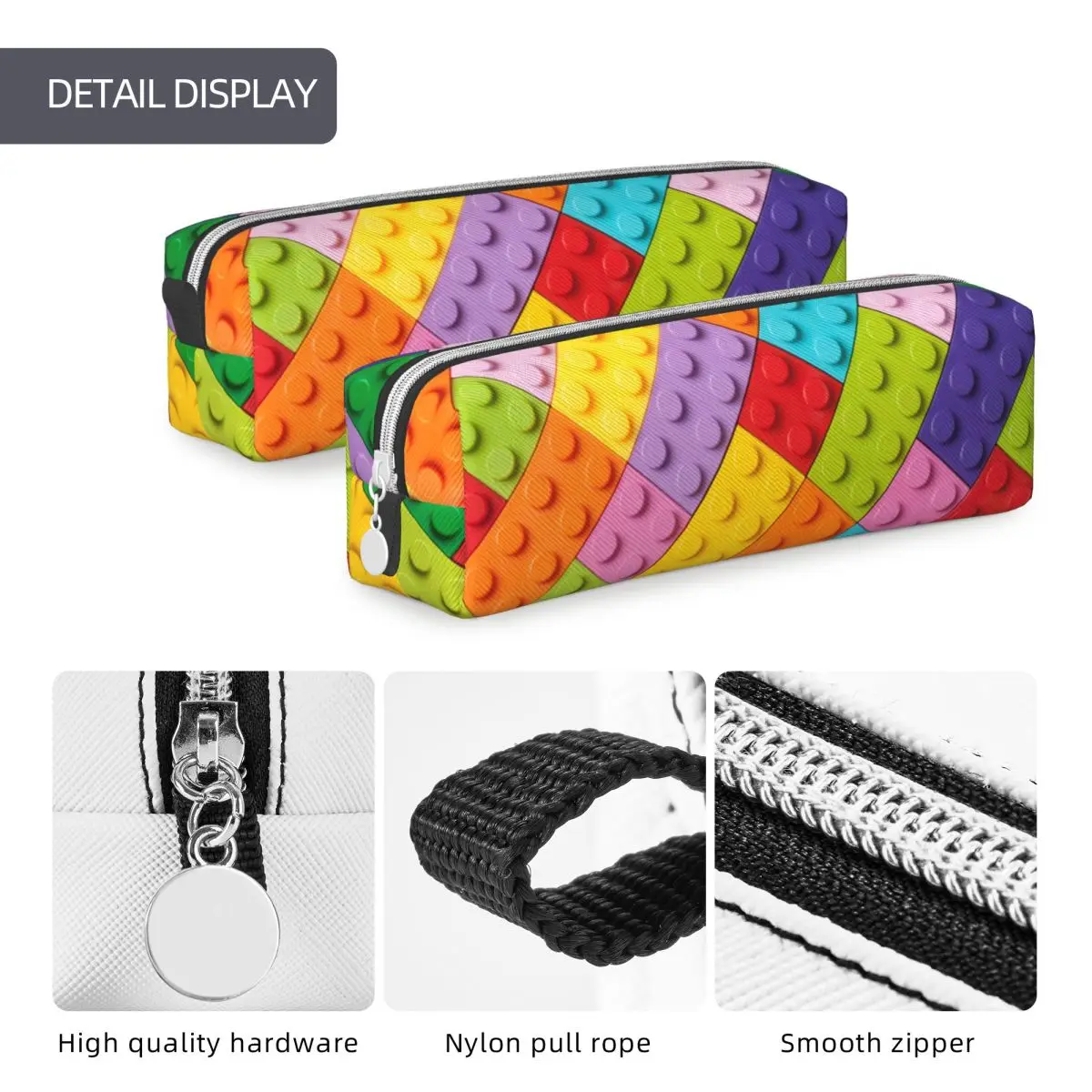 Creative Red Toy Blocks Pencil Cases 3D Square Shape Pencilcases Pen Holder for Student Bag School Supplies Zipper Accessories