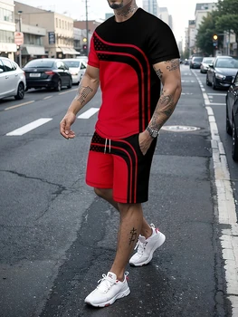 Camisetas de verano al aire libre de moda de calle para hombre Casual diario pantalones cortos deportivos para Hombre Camisetas y conjuntos de pantalones cortos con cordón para hombre