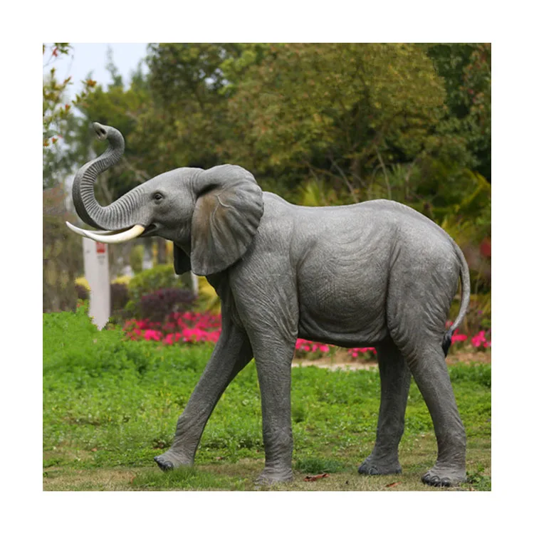 Outdoor garden ornament life size resin animal figurines fiberglass elephant statue sculpture for sale