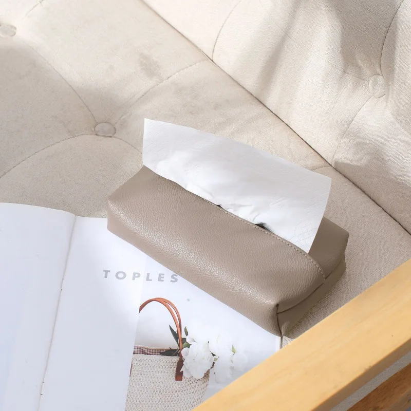 Creative Leather Tissue Box Nordic Simple Home Living Room Light Luxury Tissue Box Bedroom High-end Paper Tissue Box