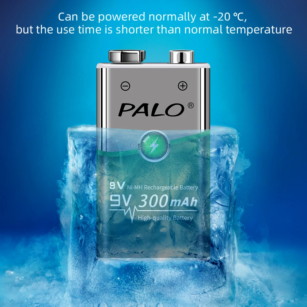 PALO 9V battery 9V batteries 6F22 9V ni-mh 300 mAh rechargeable battery for RC Helicopter Model Microphone Toy