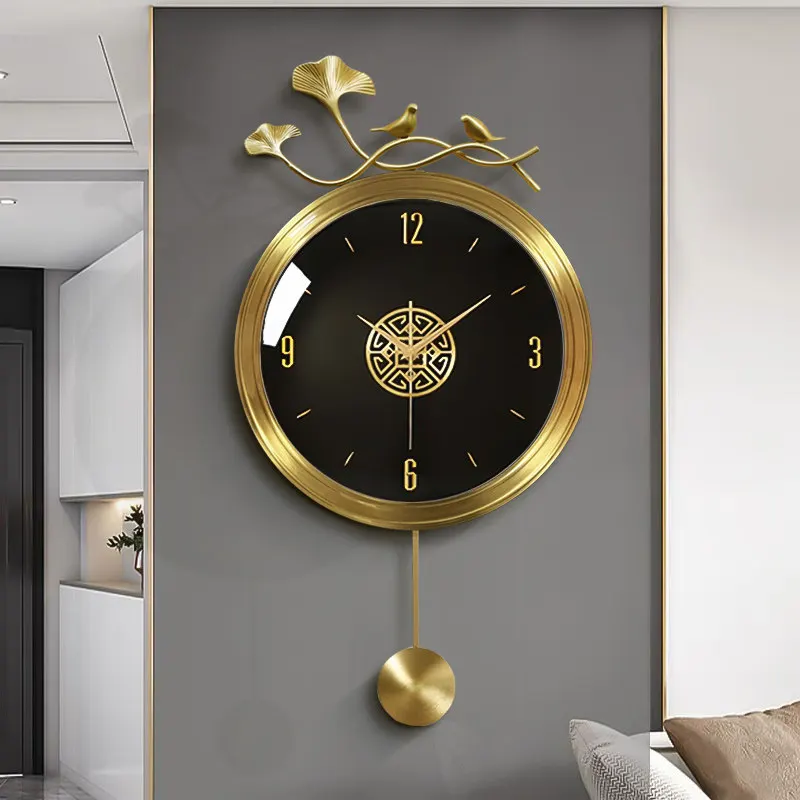 Elegant Fashion Pendulum Wall Clock Living Room Retro Modern Digital Wall Clock Silent Quartz Relogio De Parede Room Decoration