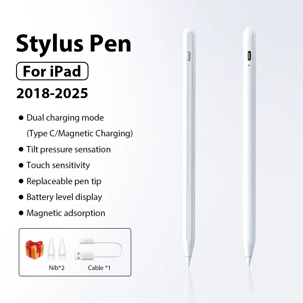 

For Apple Pencil For iPad Air 11 M3 M2 5 4 A16 10 9 10th 9th Gen Bluetooth Stylus Pen Pro 13 12.9 M4 Mini 7 6 Magnetic Touch Pen