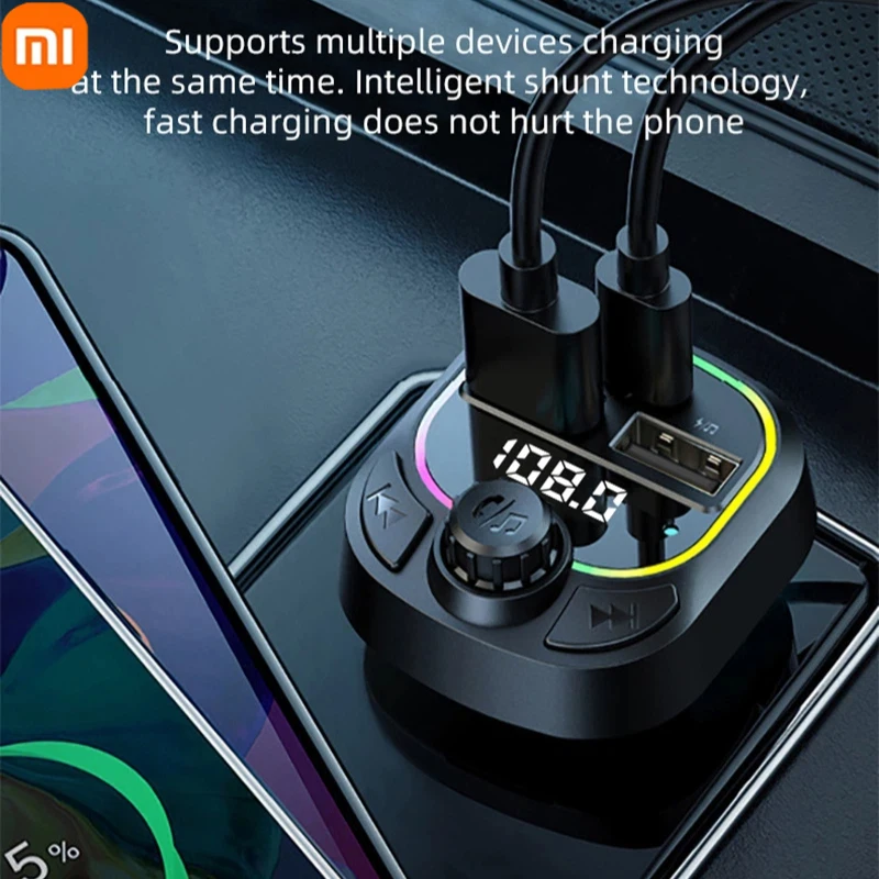 شاحن سيارة Xiaomi بلوتوث 5.4 FM الارسال PD Type-C المزدوج USB المحيطة لاعب MP3 شاحن Type-C ضوء لاسلكي يدوي #3