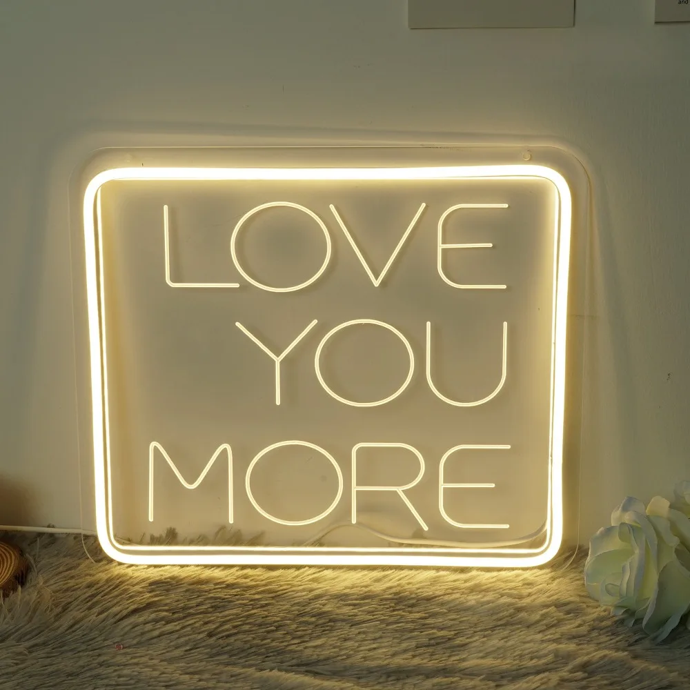 Te amo mais Neon Sign Sculpt, Custom Made Mood Light para festa de casamento, Neon Wall LED Luminous Decoration, Acessório