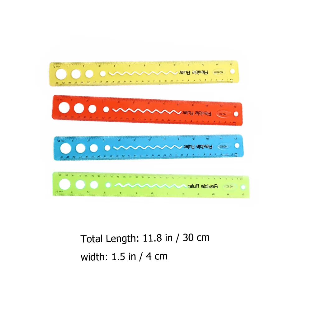 4 Pcs Bendable Ruler Students Supply Wear-resistant Kids Accessory Measure Convenient Household