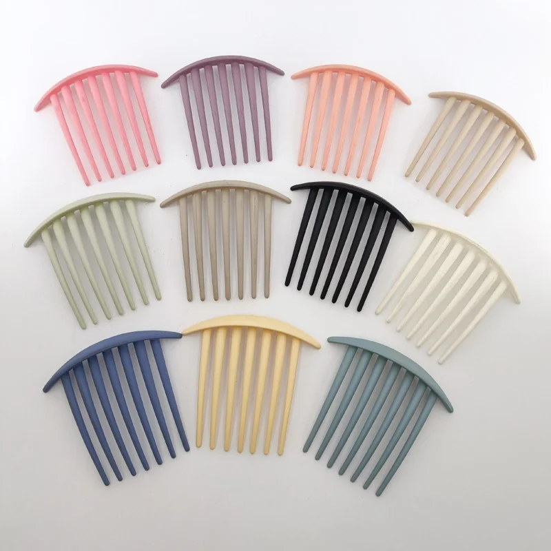 Colorful Headdress Fashion Girls Women Accessories 9cm Frosted solid color Vintage Boutique Frosting 7 teeth Plastic Hair Combs