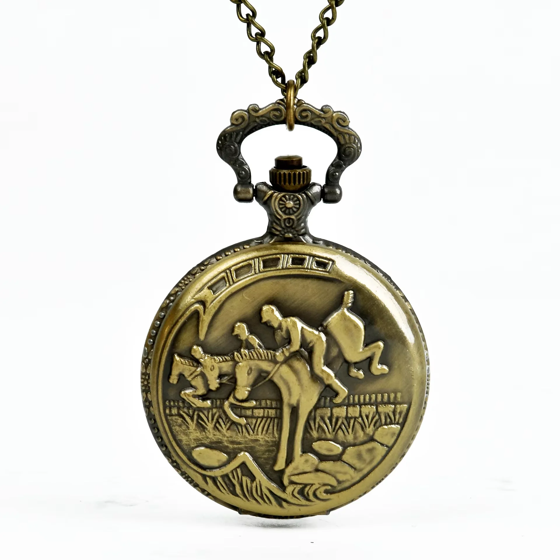 

Fashion Vintage Unisex Quartz Pocket Watch Alloy Running Horse Necklace Pendant Men Women Chain Clock Gifts