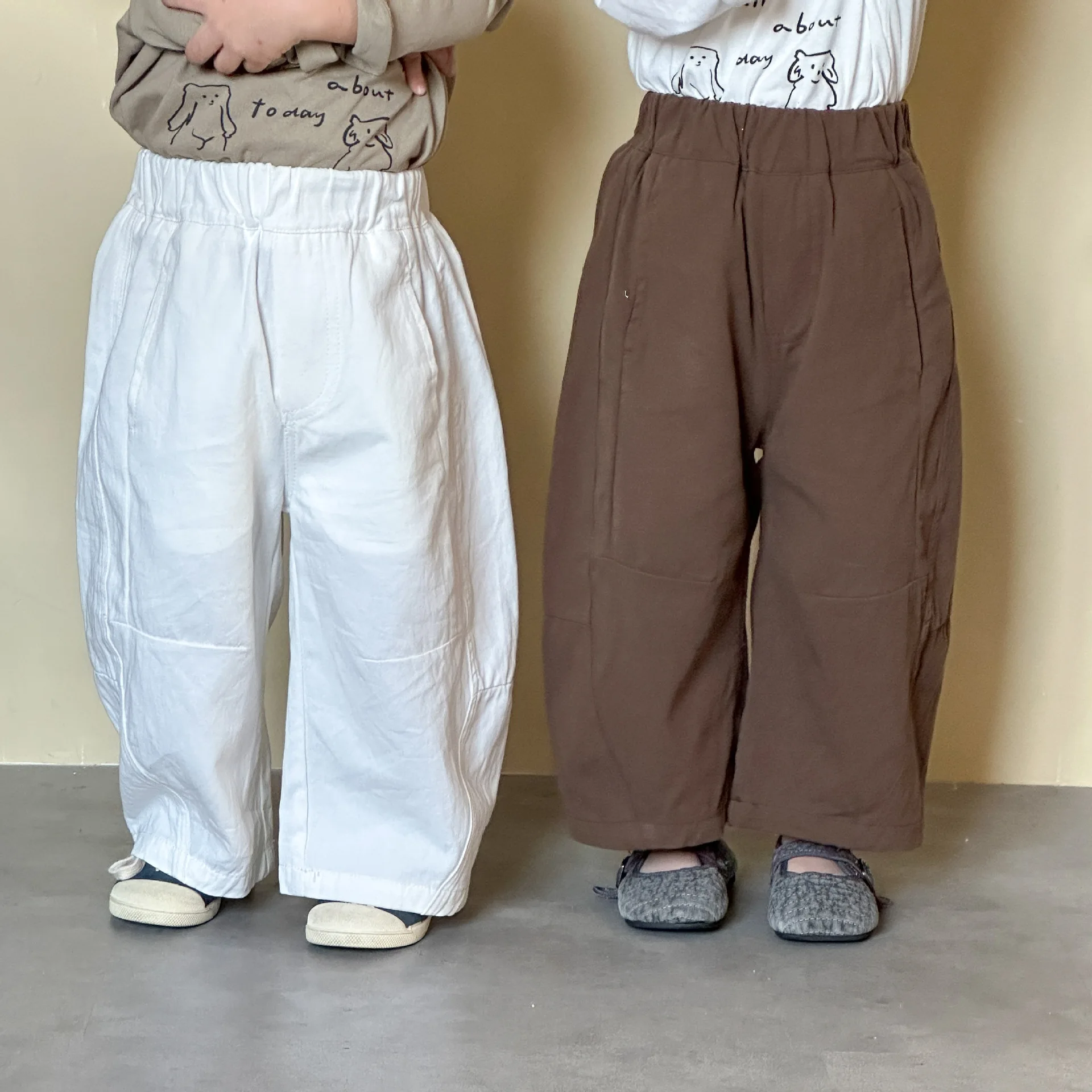 

UNITIM Kids Baby Girls Pant Spring Elastic Waist Toddler Boys Solid Pant Versatile 100% Cotton Children Boys Casual Pant