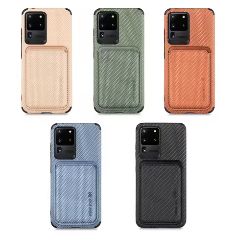 2 In 1 Magnetic Wallet &amp; Macsafe Case for Magsafe Samsung Galaxy S22 Plus S21 Ultra S20 Fe A53 5G S22Ultra Carbon Fiber Cover