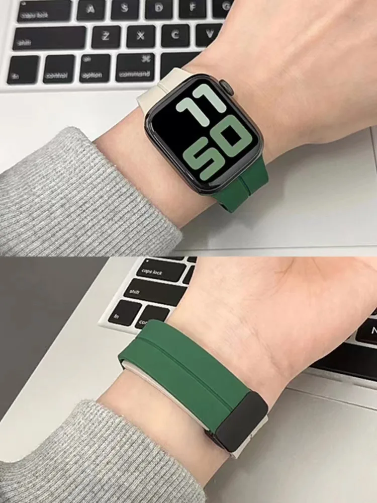 Магнитный ремешок для Apple watch ultra Band 49 мм 45 мм Силиконовый браслет iWatch Series 7 8 se 6 5 3 44 мм 45 мм 40 мм 41 мм 42 мм 38 мм